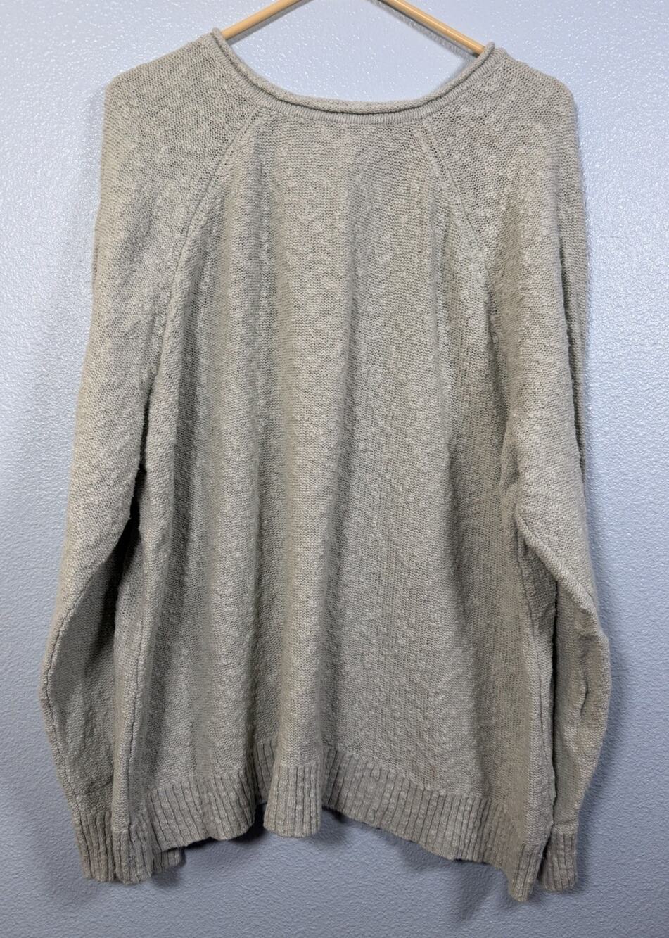 L.L.Bean Women’s 3X Plus Cotton Knit Sweater Light Green Oversized Boho Pullover